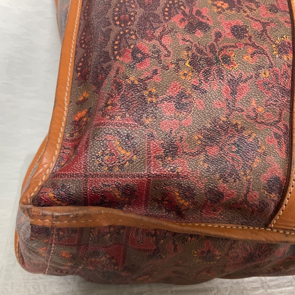 Suitcase Large Soft Sided Coated Canvas Top Handle Bag Packable Paisley Floral - Picture 7 of 16